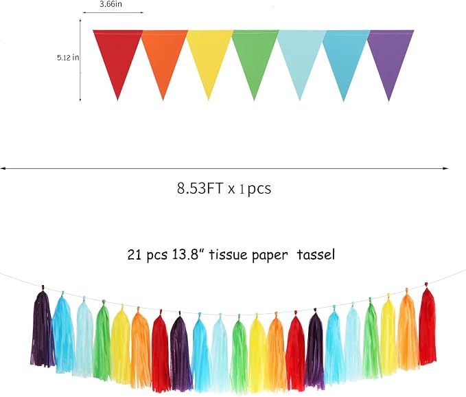 Rainbow Red-Orange Green-Blue Purple Party-Decorations - Image 4
