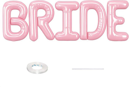 40 Inch BRIDE Balloons Bachelorette Party Decorations, Pearl Pink Bride Letter by Saxuxu