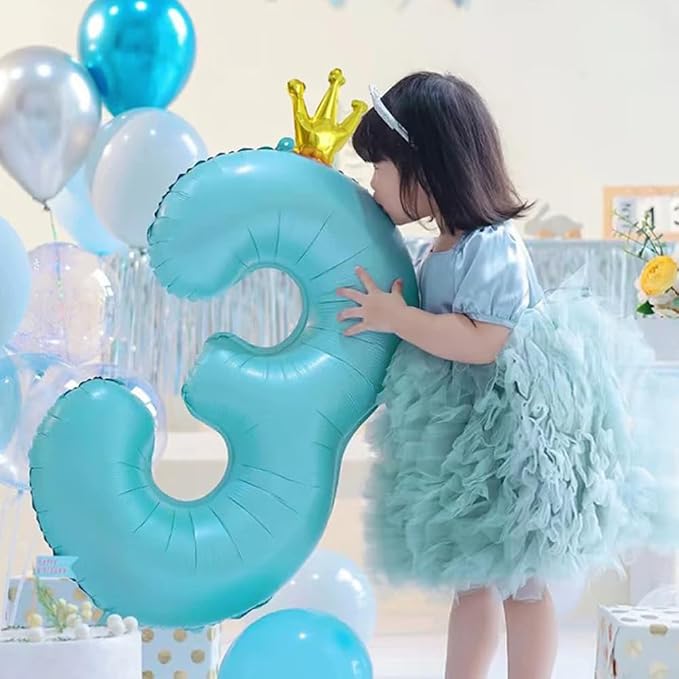 Blue Number 5 Balloon with Crown, 40 inch Blue Number Balloon 5th Birthday - Image 5