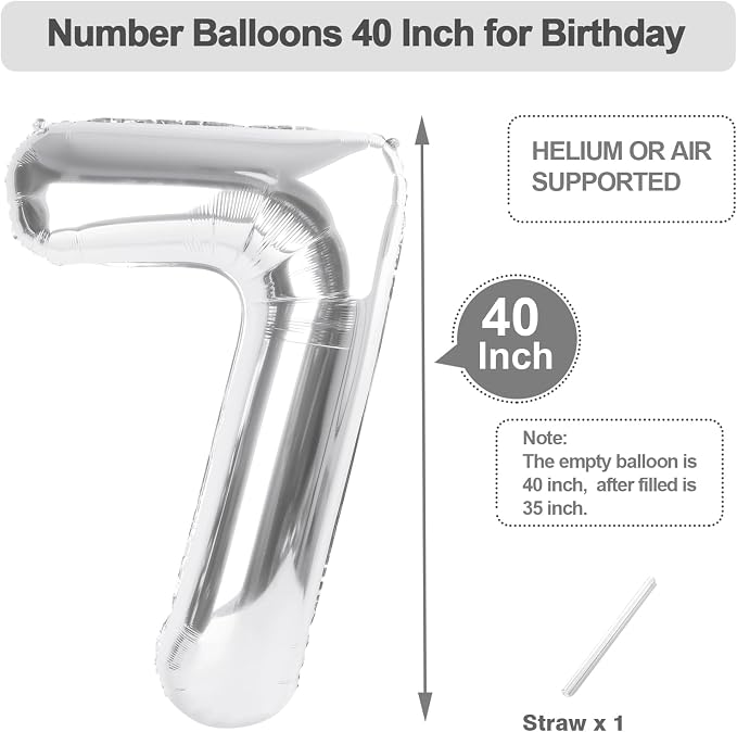 Number Balloons 40 Inch Silver 6 Balloon - Image 5