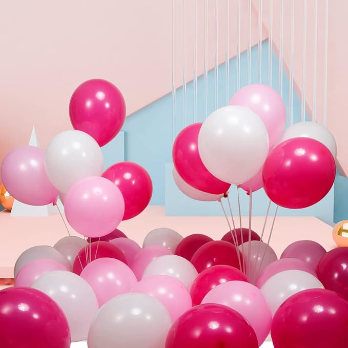 300 Pack Pink and White Balloons 12 inch White Hot Pink Latex Party Balloon Bulk - Image 5