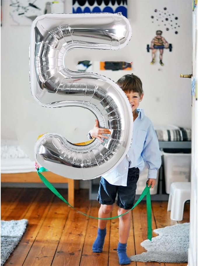 TONIFUL 40 Inch Silver Number 9 Balloon Large Foil 9th Birthday Decorations | - Image 6