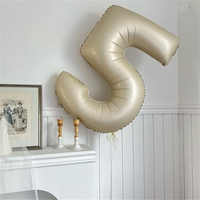 40'' Beige Number 7 Balloons, Giant Self Inflating Cream Foil Number Balloons - Image 8