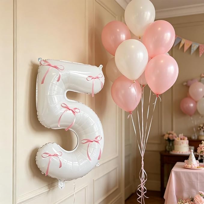 32 Inch White Number Foil Balloon - Image 3
