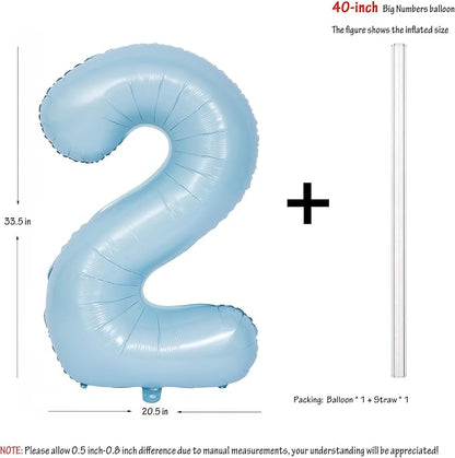 40 In Matte Blue Number Balloons Helium Foil Mylar Balloon Party Digital 2 | - Image 2