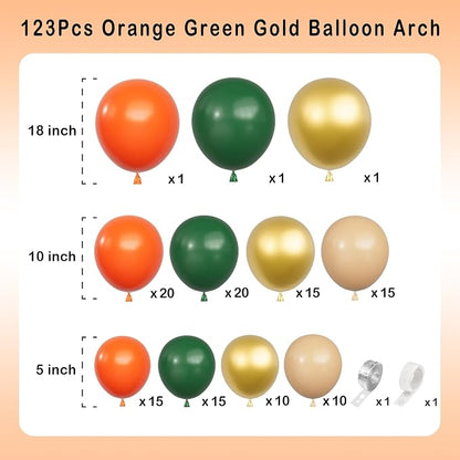 Orange Green Balloons Arch Garland Kit-123Pcs Metallic Gold Balloon Nude Balloon - Image 2