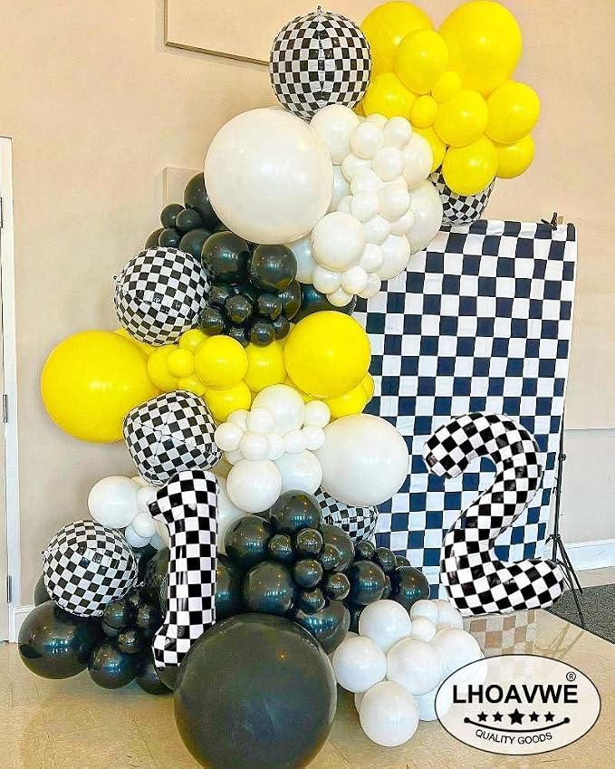 Checkered Number 0 Balloons 40 Inch Giant Race Car Checkered 0 Balloons - Image 5