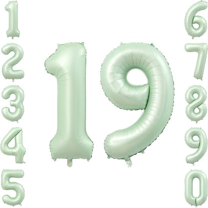 Olive Green Number 19 Balloon 40 Inch, Backdrop by Unknown