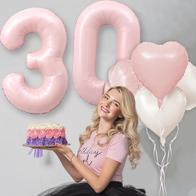 Pink 7 Balloon Number Pastel Pink 7th Birthday Party Decorations - Image 4