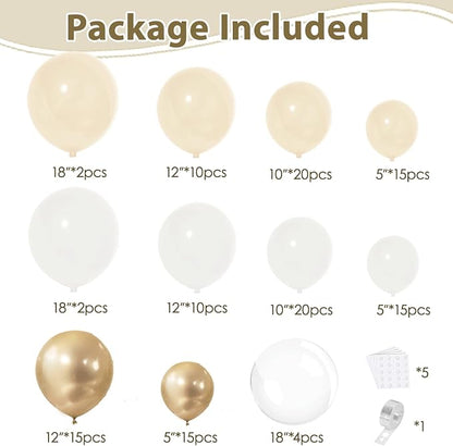 Gold White Beige ClearBalloons Arch Kit, Party Decor. | Chrome gold, cream - Image 2