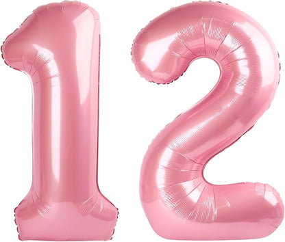 12 Balloon 40 inch Pearl Pink Number Balloons by Enyeopd