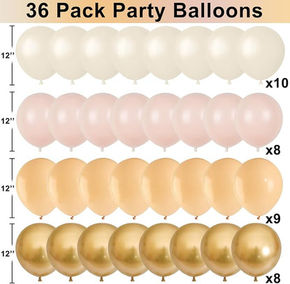 Netural Balloon Set, Double Stuffed Beige Cream Tan Gold Balloons Blush White - Image 4