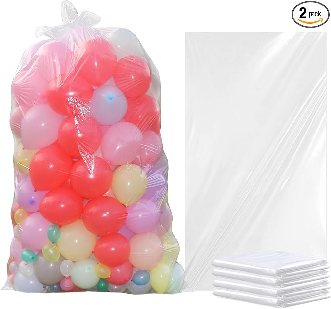 2 Pack Balloon Bags for Transport 98 x 59 In, Reusable Extra Large Clear by Yovimak