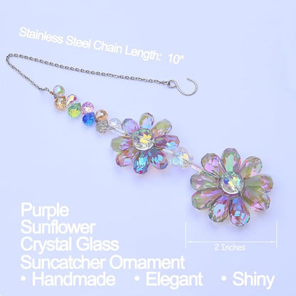 Crystal Flower Suncatcher Hanging Ornament, Rainbow Maker Window Sun Catcher - Image 2