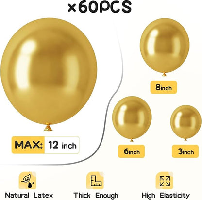 EMART Gold Balloons 12 Inch 60pcs, Latex Balloons - Image 3