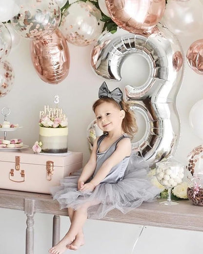 Large Number Balloons 40 Inch Silver 3 Balloon - Image 2