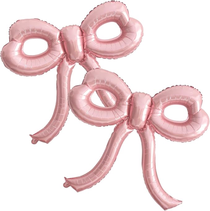 2 Pcs Pink Bow Balloons Bow Party Decorations by Unknown