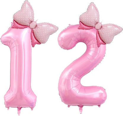 40 inch Number Balloon with Bow Pink Birthday Number Balloon by OIBUTUR