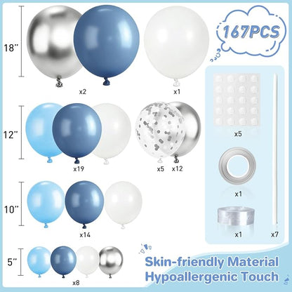 Dusty Blue White Silver Balloon Garland Arch Kit - Image 2
