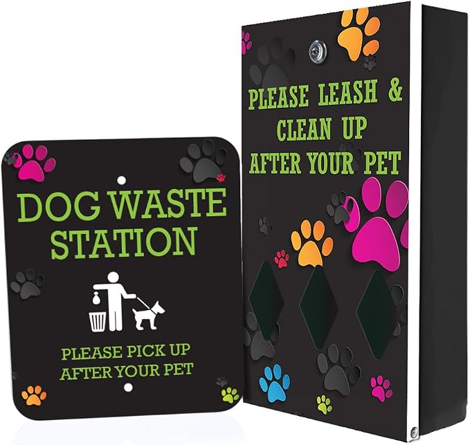 Zero Waste USA - DISPENSE-ART™ Roll Bag Dispenser & Sign - Colorful Paws | by ZEROWASTEUSA
