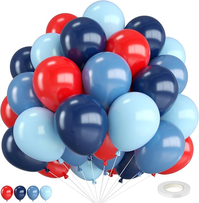 Red and Blue Balloons, 12 Inch Navy Blue Macaron Blue and Dark Blue by FEYG