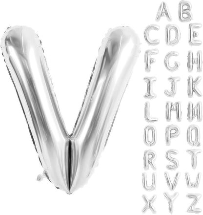 Silver Letter Balloons 40 Inch Large Alphabet Balloon Letter V | Foil Mylar Big by YUNSHANGMO