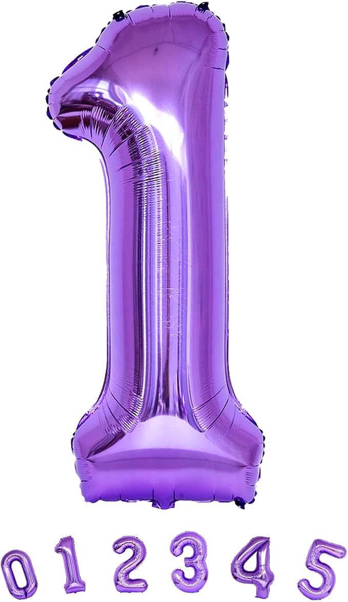 Purple 1 Balloon Number for Girls 1st Girls Birthday, 40 Inch Large Number Foil - Image 9