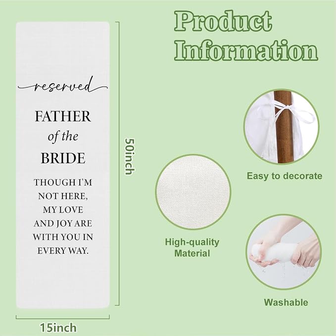 Reserved Father of the Bride Memorial Wedding Chair Sign Banner - Image 3