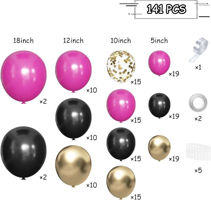 MEBAY Black Red and Gold Balloon Arch Kit - Image 2