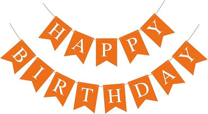 Orange Happy Birthday Banner Birthday Sign by Hooqict