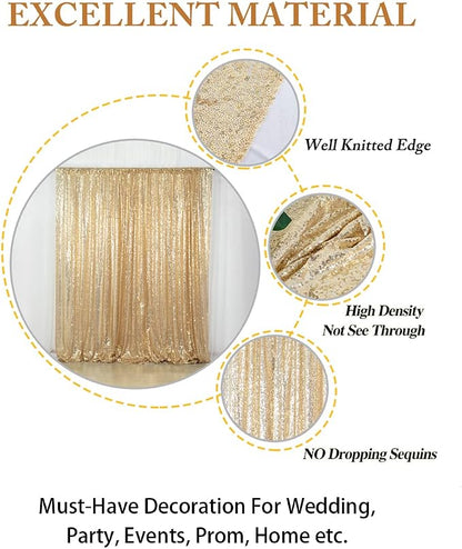 ShinyBeauty Sequin Backdrop 7ftx7ft Light Gold | Sparkle Drapes - Image 4