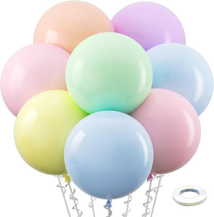 Bezente Pastel Latex Round Balloons Party Balloons 36 Inch 8 Pack | Jumbo by Bezente