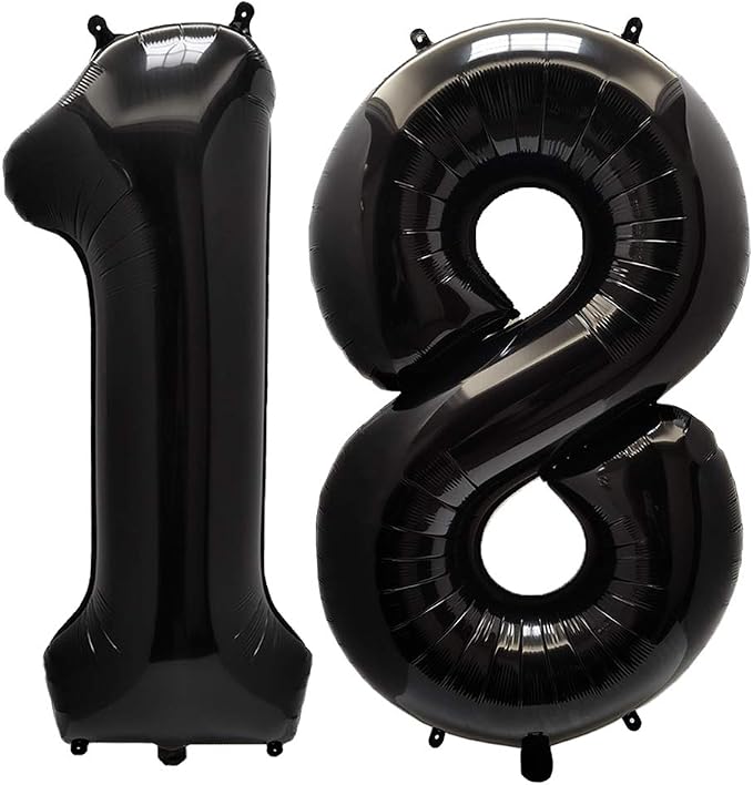 AULE 40 Inch Black 18 Balloon Number Foil 0-9 Birthday Big Numbers | Birthday by AULE
