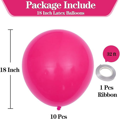 18 Inch Hot Pink Balloons, Baby Shower, Birthday Party and Event Decoration - Image 2