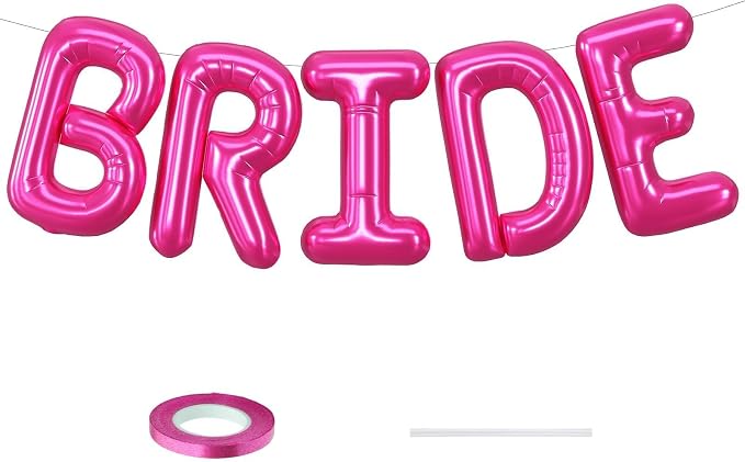 BRIDE Balloons Bachelorette, 16 inch Hot Pink Bride Balloons by Saxuxu