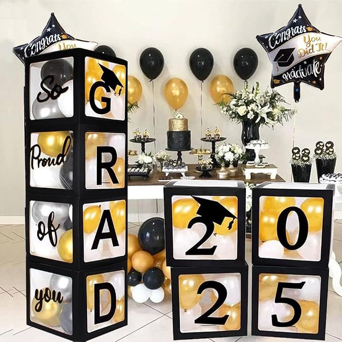 2027 Graduation Decoration Black Balloon Boxes by FOLLOWANLASSSTAYUPTODATE