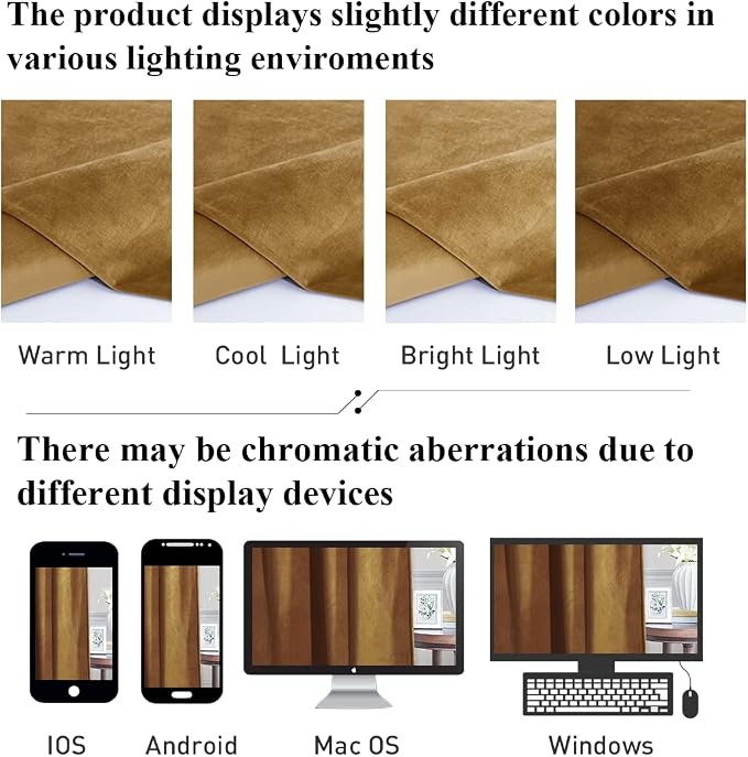 Gold Brown Velvet Curtains Extra Wide Super Soft Light Blocking Window Drapes - Image 6