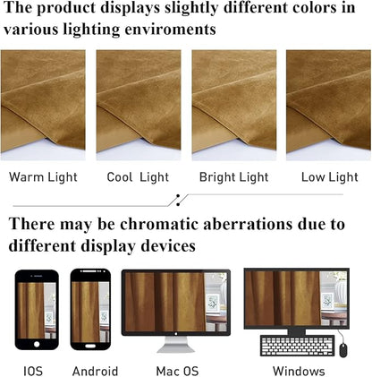Gold Brown Velvet Curtains Extra Wide Super Soft Light Blocking Window Drapes - Image 6