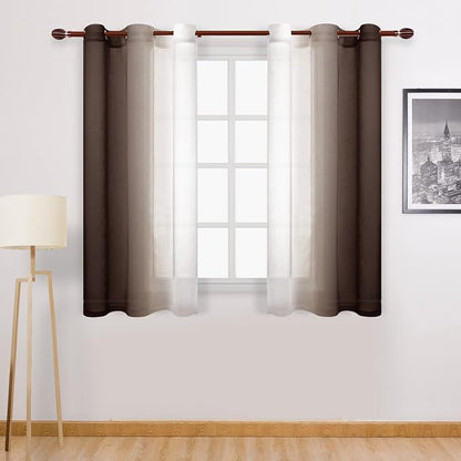 DWCN Faux Linen Ombre Sheer Curtains by DWCN