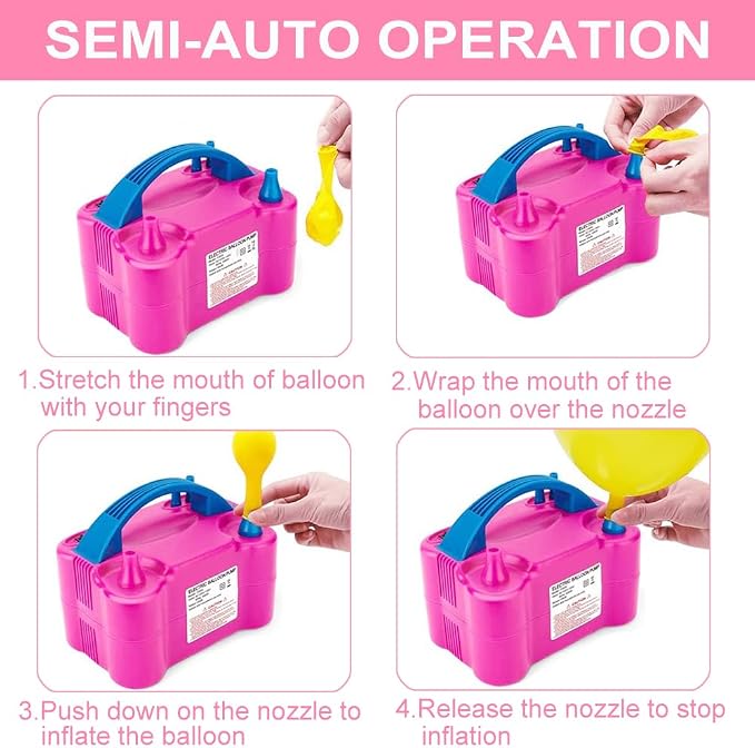 Balloon Pump Electric, 110V-120V Portable Dual Nozzle Balloon Blower - Image 3