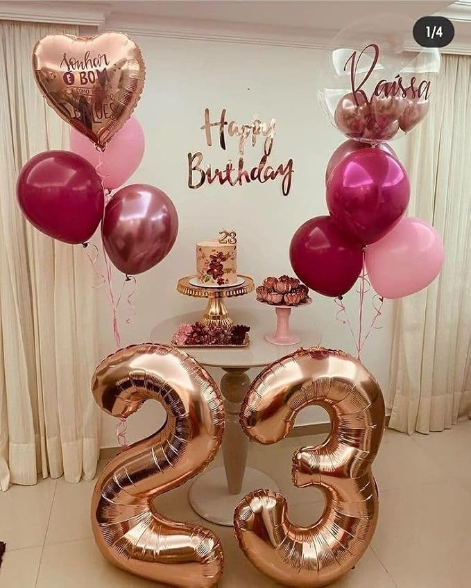 Balloons Number 40 Inch Rose Gold 17 Balloon - Image 3