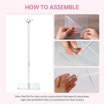 Clear Acrylic Balloon Stands for Table, Adjustable 15.75 Inch 23.6 Inch 31.5 - Image 4