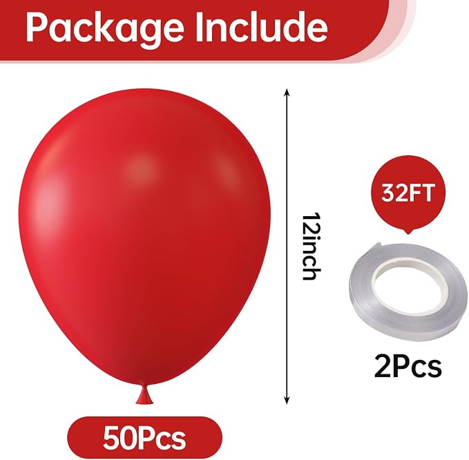 12 Inch Red Balloons, Baby Shower, Graduate Party Decorations - Image 2