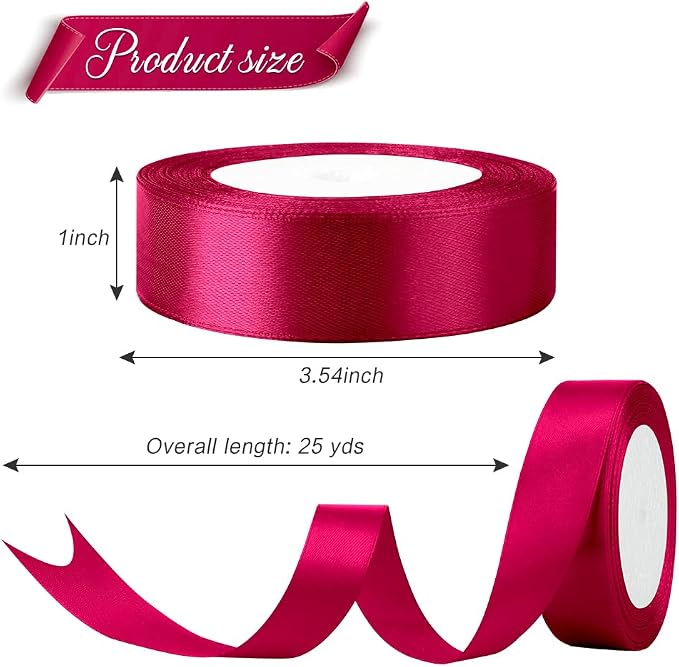 Hot Pink Ribbon 1 Inch Pink Ribbon - Image 2