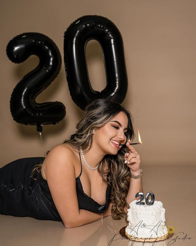 20 Balloon Number 40 Inch Black Balloons - Image 3