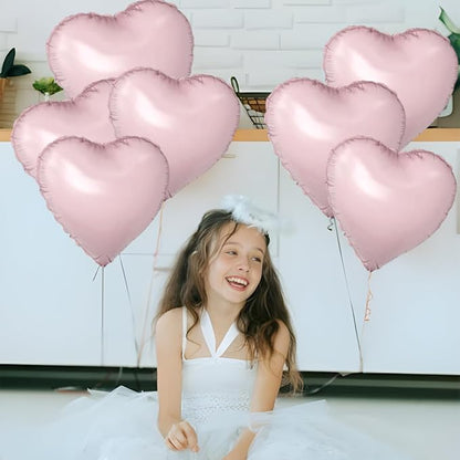 Pink Heart Ballloons, 18 Inch Pastel Pink Foil Love Heart Shaped Balloons 12Pcs - Image 5
