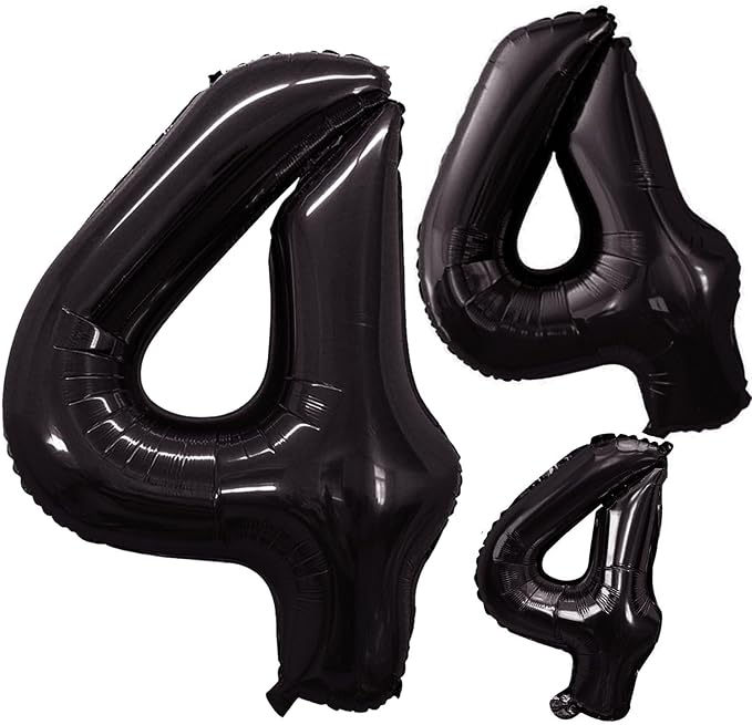 Black Foil Balloons Number 4, Huge Number Balloons by GOER