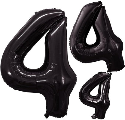 Black Foil Balloons Number 4, Huge Number Balloons by GOER