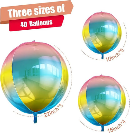12Pcs Gradient Color Round Foil Balloons, Metallic Colorful Foil Balloon - Image 2