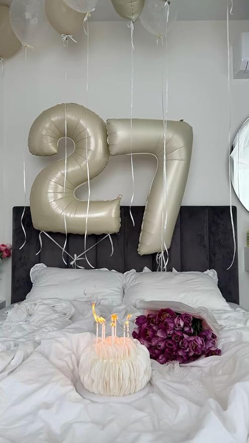 6 Number Balloons Cream 40 Inch Foil Balloon - Image 2
